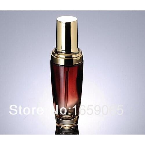50ML red glass bottle with golden press pump lotion bottle BB Cream bottle Cosmetic Packaging Travel refill Container 50pcs/lot