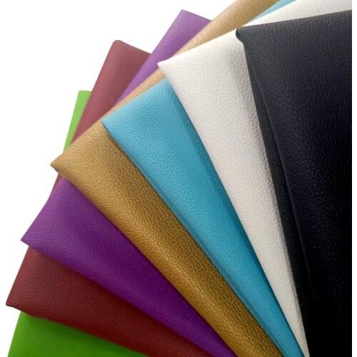 50x70cm Thick Pure Color Small Litchi Pebbled Pattern PU Faux Synthetic Leather Fabric Material for DIY Sewing Bow Bags Shoes