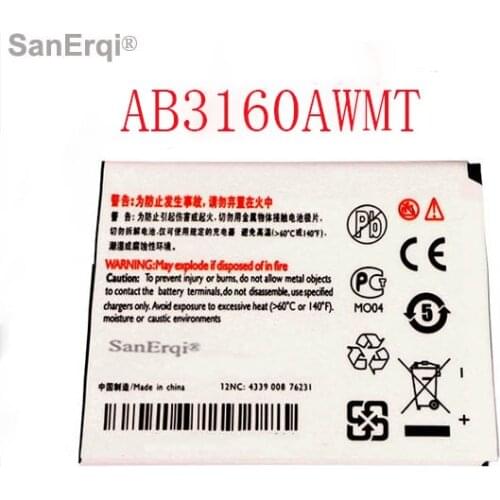 SanErqi AB3160AWMT battery For philips E570 E571 cellphone Batterie for XENIUM CTE570 CTE57 smart Mobile phone 3160mAh