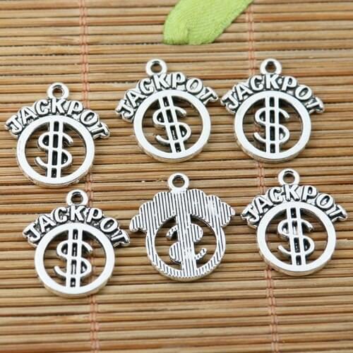 14pcs tibetan silver color JACKPOT dollar charms EF2252
