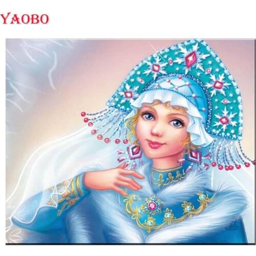 DIY diamond embroidery Russian snow pretty girl full square round diamond painting cross stitch kit 5D mosaic gift wall stickers