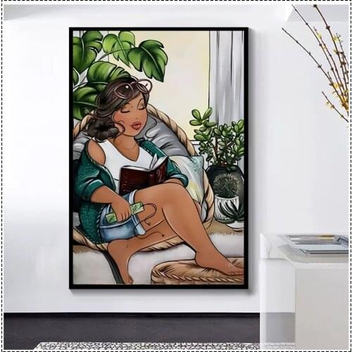 Diamond Painting 5D Full Square Sexy Women Fat Lady Reading Book Diamond Embroidery Rhinestone Cross Stitch Kits Mosaic Pictures