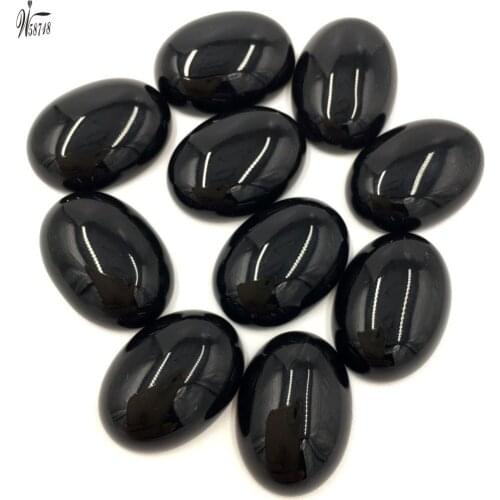 Free Shipping Women Fashion Jewelry 13x18mm Black Carnelian Oval Pendant Bead Cabochon No Hole 10pcs C6852