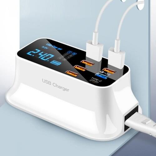 Quick Charge 3.0 USB Type C Charger Station Led Display Fast Charging Phone Tablet USB Charger For HUAWEI XIAOMI Samsung iPhone