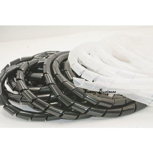 Black or White 20mm Outside Dia Spiral Wire Wrap Tube Manage Cord