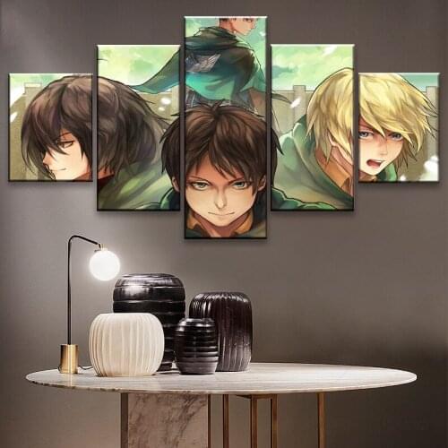 Decorative Anime Poster 5 Piece Attack On Titan Characters Painting Top-Rated Canvas Print Wall Art Picture Decor Framework