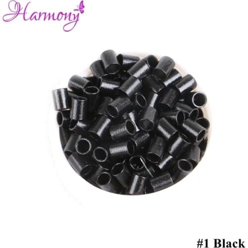 Harmony Plus Hair 1000pcs Black color Straight copper micro ring 3.6*2.9mm No flared micro rings links 8 colors for I tip hair