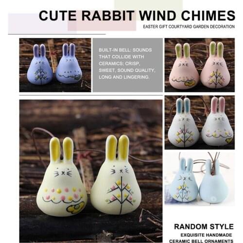 Exquisite hand-made ceramic wind chimes jewelry cute rabbit wind bell Bell pendant Easter gift garden garden decoration