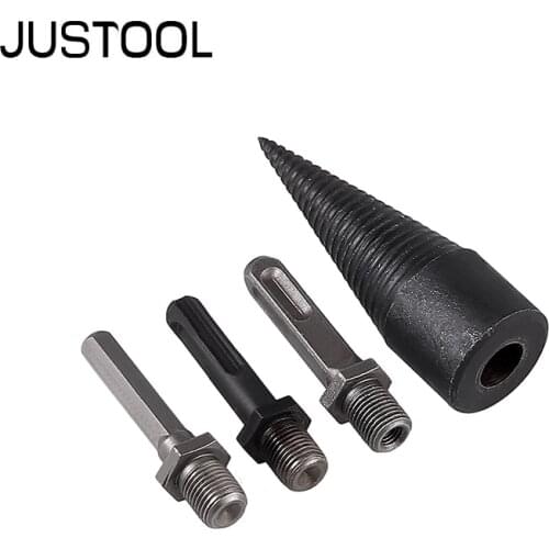 JUSTOOL 4Pcs 32mm Drill Bit Chop Wood Splitting Tool Household Kindling Breaking Machine Wood Log Splitter Cone Firewood Chopper