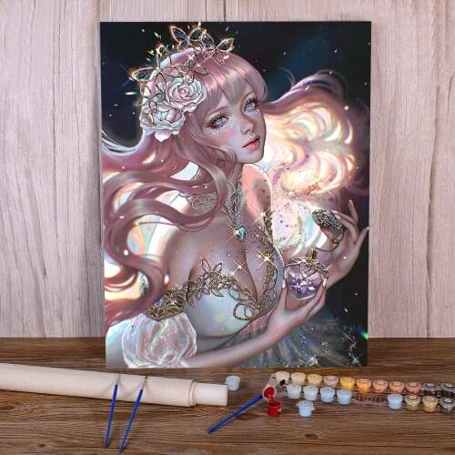 Cartoon Girl Woman DIY Paint By Numbers Package Oil Paints 40*50 Picture By Numbers Photo New Design Children Drawing