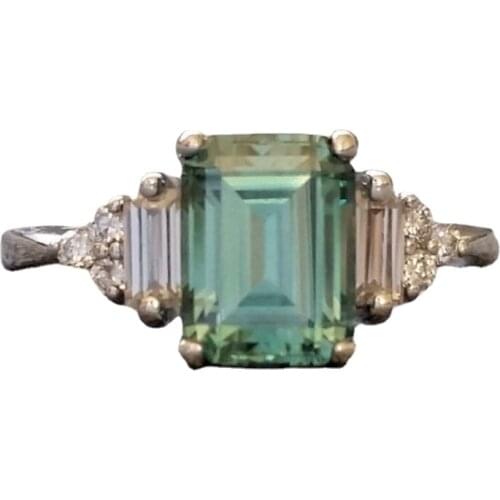 Classic timeless 925 Standard Sterling Silver Emerald Diamond female Ring Engagement Wedding Gift Size 6-11