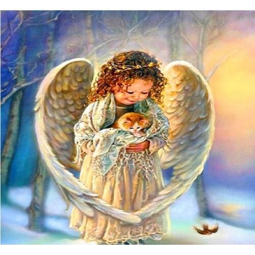 5D DIY Diamond Painting Angel Wings Children Full Square/Round Rhinestones Embroidery Set Mosaic Cross Stitch JX408