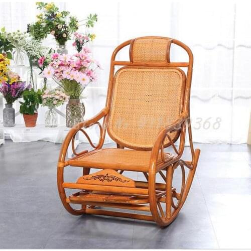 Natural Indonesian rattan rocking chair adult rocking chair adult leisure chair balcony wicker chair elderly easy chair lazy rec