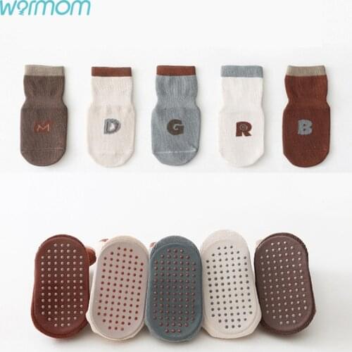 Warmom Cotton Children Anti-slip Boat Socks Kid Sock With Rubber Grips Newborn Boys Girl Floor Socks Winter Baby Accessories