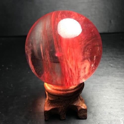 Natural quartz crystal red melting crystal ball handicraft decoration(Send the base)