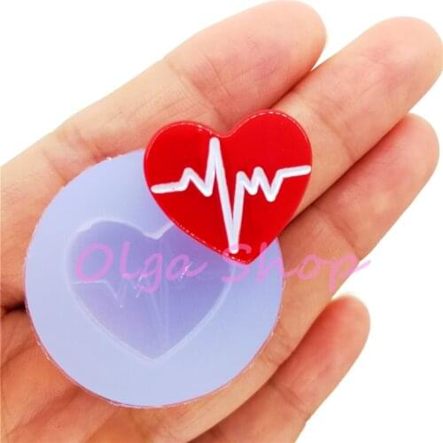 PYL895 Cute Heart Cabochon Silicone Mold Resin Art Earrings Jewelry Making Pendant Necklace Fondant Decoration 20.4mm x18.7xmm