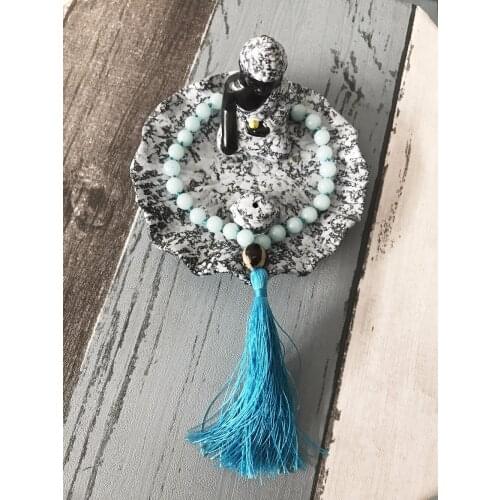 Hand Knotted Mala Mini Rosaries Bracelets Bule Stone Wrist Bracelet Yoga Bracelet Buddhist jewelry Energy Prayer Bodhi Bracelet