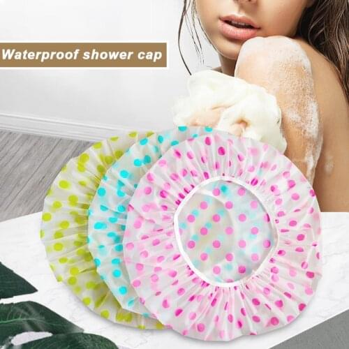 Waterproof Shower Cap Thicken Elastic Bath Hat Bathing Cap Protective Cap for Women Hair Salon Bathroom Product Blue/Yellow/Pink