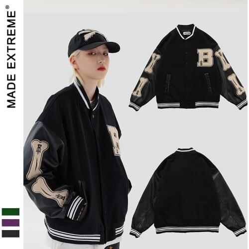 Street brand vintage high street bone towel embroidered mens jacket versatile breasted autumn and winter jacket