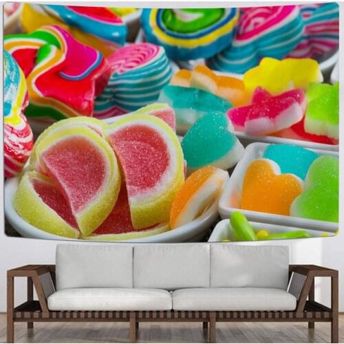 Delicious Candies Decor Wall Tapestry Art Wall Hanging Food Series Picnic Blanket Kids Bedroom Decor Beach Towel Tableclothes