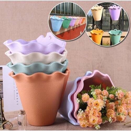 High Quality Flower Planter Wall Hanging Office Plant Grow Basin 6 Colors Garden Pot European Style Baskets PP Yard Flowerpot