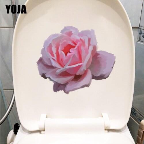 YOJA 21.3*18.2CM Hand Painted Pink Rose Creative Bedroom Wall Sticker Home Toilet WC Decor T1-0704