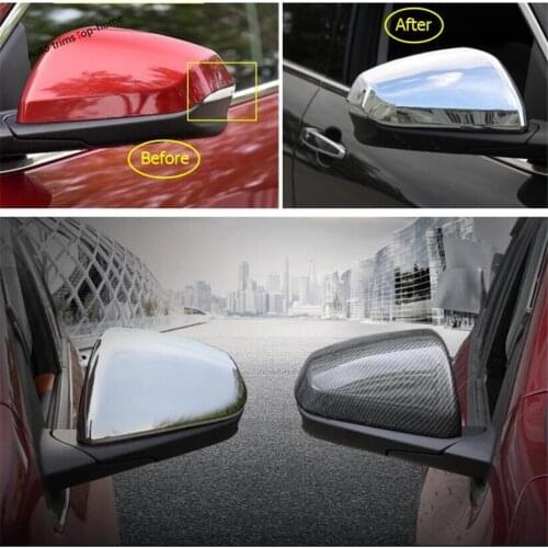 Yimaautotrims Door Rearview Mirror Protection Cap Cover Trim Fit For Chevrolet Equinox 2017 - 2021 Chrome / Carbon Fiber Look