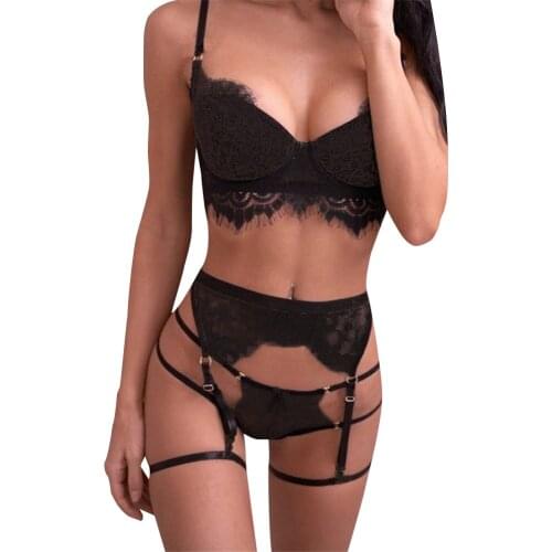 Womens Sexy Lace Bandage Bra Top G-String Panties Fashion Exotic Sets Valentines Day Sleepwear Nightwear 2020 Hot Sale