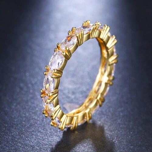 Emmaya 5 Colors Fashion Unique Design Ring Gold Color Oval Shaped AAA Zircon Finger Rings For Women Men Jewelry Party Gift