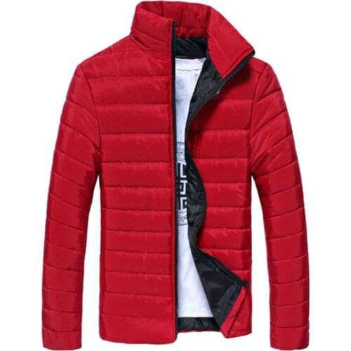 Winter Jackets Men Solid Color Parkas Stand Collar Long Sleeve Parkas Warm Cotton Quilted Coat Jacket S-lim Mens Coat erkek mon