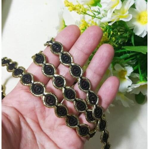 1M Latest Silver Gold Lace Fabric High Quality Ribbon Guipure Black Lace Ribbons Laces Curtain Sewing Trimmings Decoration P016