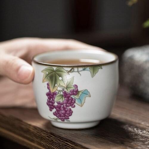 1pcs/3pcs China Ceramic Tea Cup Porcelain Kung Fu Cups Pottery With Handle Drinkware Wine Coffee Mug Teacup Wholesale