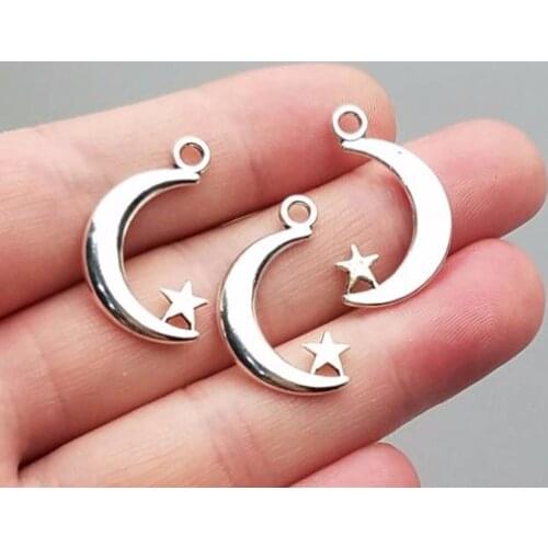 20pcs/lot--25x8mm, Antique silver plated moon star charms,DIY supplies,Jewelry accessories
