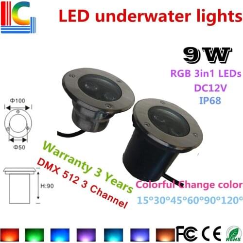 3W 9W LED Underwater Light 12V Waterproof Garden Decorative Pond Fountain Swimming Pool IP68 LED Underground Lamps Waterfall