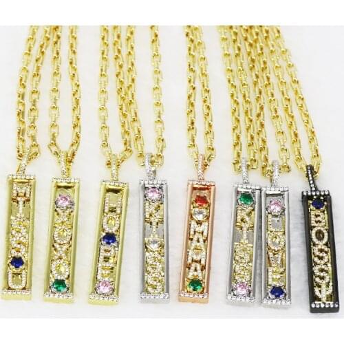 5 Pieces Rectangle pendants Customize Name Pendant necklace zircon Fashion jewelry necklace accessories jewelry for women 51524