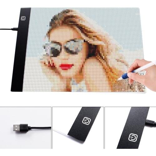 Diamond Painting A4 LED Light Tablet Pad Three Level Dimmable Ultrathin Ultrathin 3.5mm Tools Kit Cross Stitch USB Powered Set