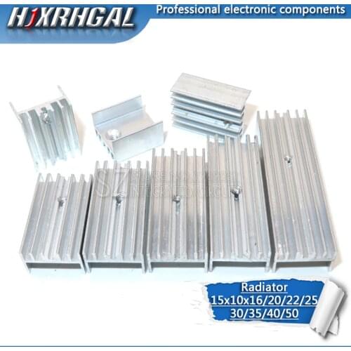 100pcs Aluminum Heatsink Radiator 15*10*16/20/22/25/30/40/50mm Transistor TO-220 For Transistors TO220 white HJXRHGAL