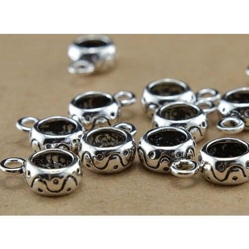 925 Silver Jewelry Beads Real Sterling Silver Beads with Circle Pure Silver Lucky Symbol Bead