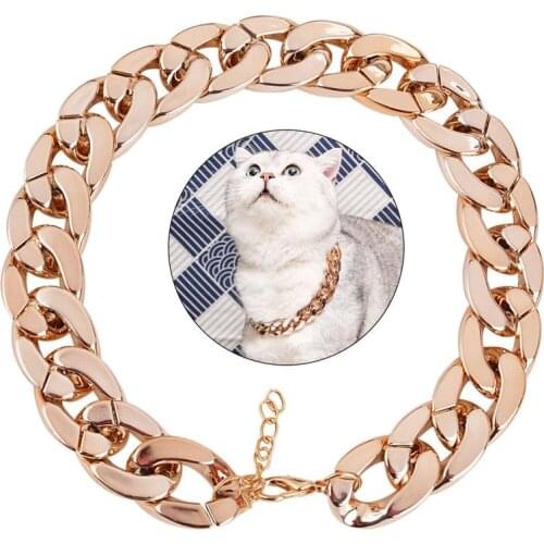 Pet Dog Cat Chain Collar Puppy Necklace Personalized 36cm Rose Gold Chain Powerful Plastic For Dogs Jewelry Pet Accessories