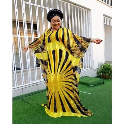 Length 150Cm Super Loose Long Dress African Women Dashiki Fashion Chiffon with Inner Free Size Moroccan Kaftan Dubai Abaya 2Pcs