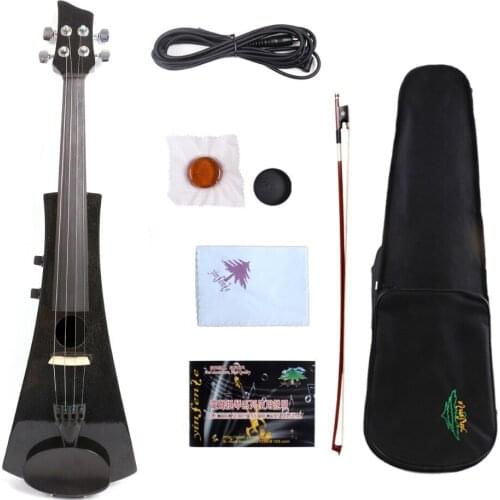 Electric Violin 4/4 Black Big Jack Passive Pickup Solid wood Advance