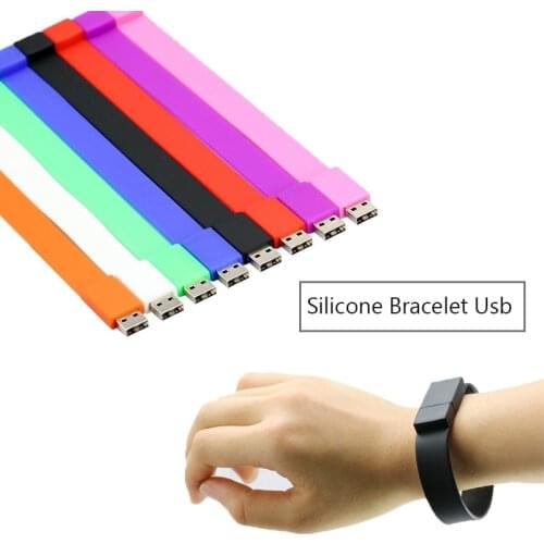100% Real Capacity Silicone Bracelet Wrist Band Pendrive 4GB 64GB 256GB USB 2.0 USB Flash Drive Memory Stick U Disk Pendrives