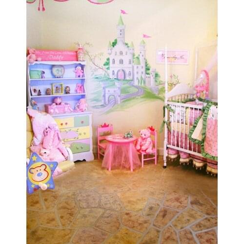 White Castle Pink Pricess Bedroom for Children Photography Backdrops Photo Props Studio Background 5x7ft