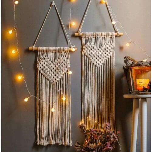 Nordic Hand-woven Tapestry Bohemian Macrame Wall Hanging Decorations Knotted Tapestry Backdrop For Living Room Boho Decor