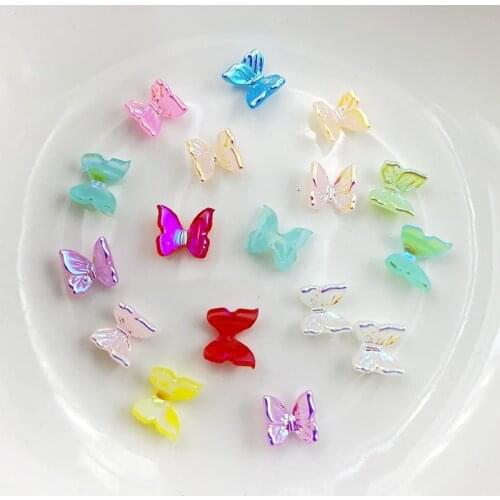 Hot Butterfly AB nail art Rhinestone resin butterfly nail decoration materials DIY nail accessories