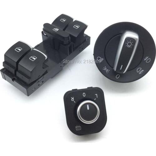 Chrome Headlamp+Window Control+Mirror Adjust Switch For VW Jetta Golf GTI MK5 5ND 941 431A,5ND 959 565B.5ND959857