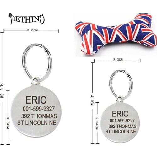 Stainless steel free engraving small dog cat id tags personalized name tags front and back dog id collar S L free toys attaching