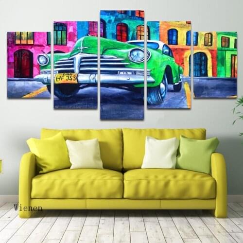 Colorful Hd Print Car Clear Picture Canvas Oil Painting Art Poster Five Pieces Wall Decoration for Home Car Hobby Room No Frame