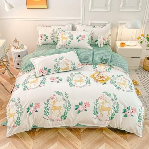 Little Refreshing Duvet Cover Cartoon Lovely Bedclothes Cute Animal Printing Bed Sheet Single Double King 200x230 Bedding Set