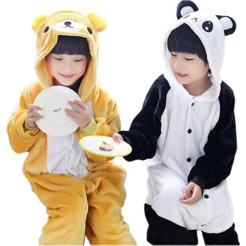 Cute kids one piece pajamas cartoon Ted bear/panda style sleepwear for 3-10yrs chilren boys girls onesie pajamas night clothes